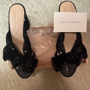 Loeffler Randall Black Sequin Penny Bow Pump